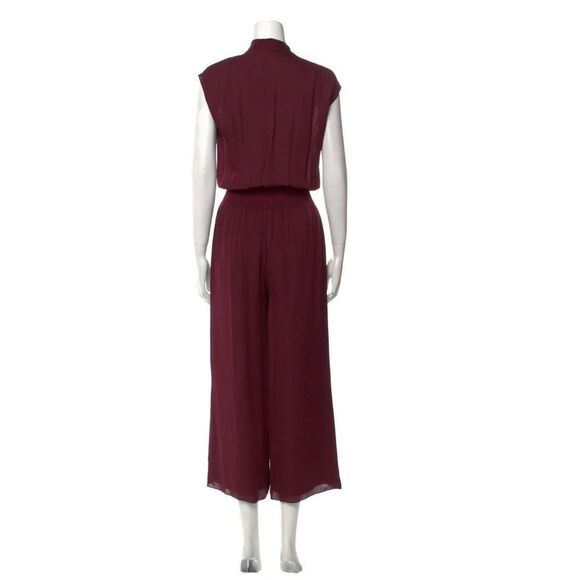 NWT Theory Silk Jumpsuit in Burgundy - Picture 3 of 5